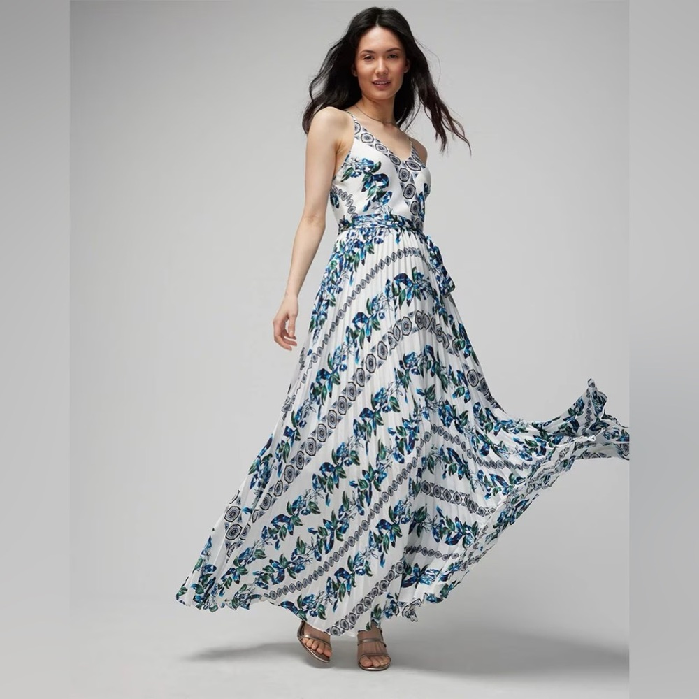 White House Black Market Blue and Green Halter Dress